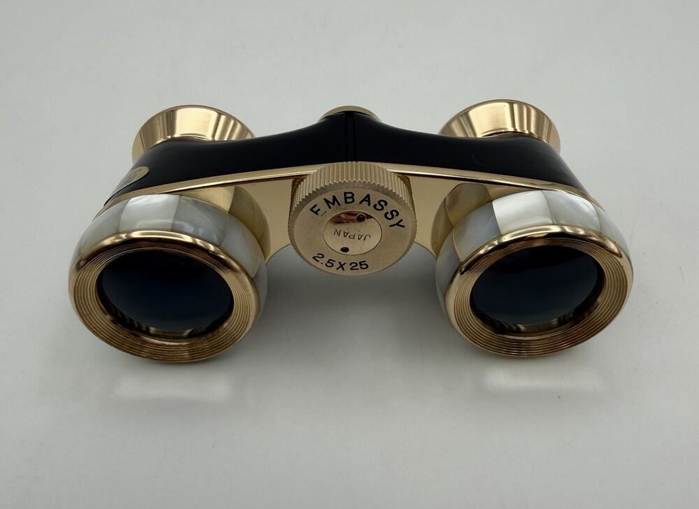 Vtg Opera Glasses Binoculars Mother of Pearl Compact Embassy Japan 2.5x25